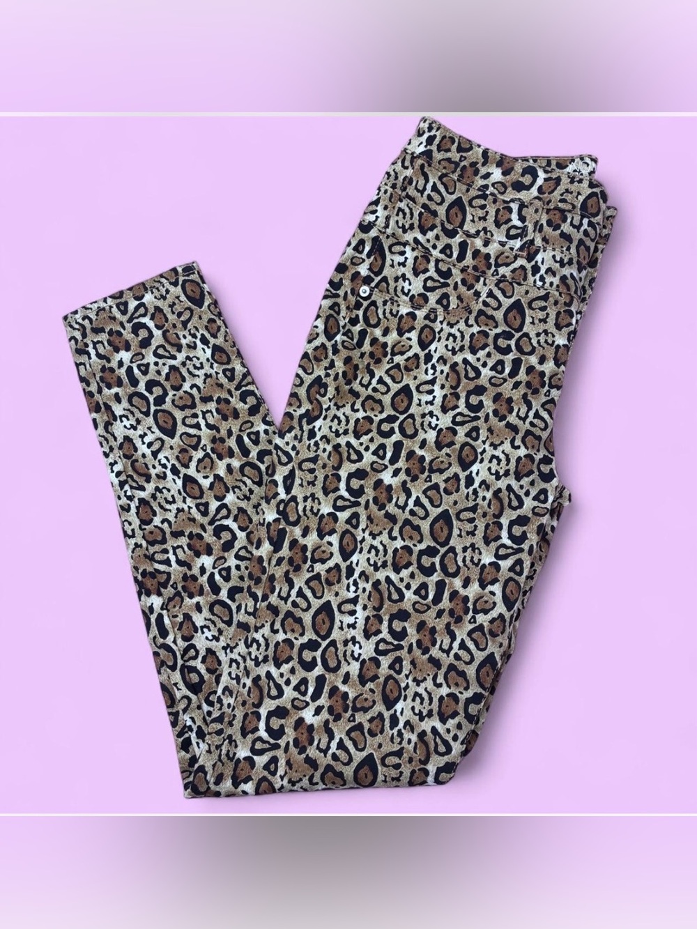 No Boundaries Womens Leopard Print Mid-Rise Skinny Jeans Pants Brown Black Sz 11